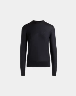 Adrien Brody Travel Collection Crewneck Sweater In Navy Blue Cashmere