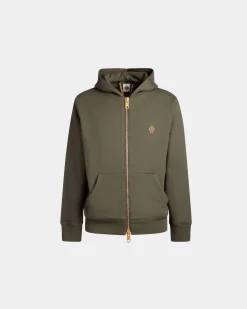 Adrien Brody Travel Collection Hoodie In Olive Green Cashmere Blend