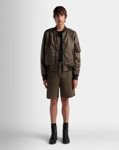 Adrien Brody Travel Collection Bomber In Military Green Nylon