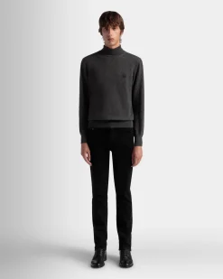 Adrien Brody Travel Collection Turtleneck In Dark Grey Cashmere