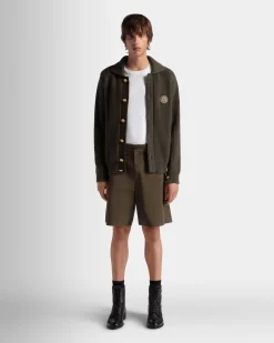 Adrien Brody Travel Collection Cardigan In Military Green Wool