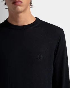 Adrien Brody Travel Collection Crewneck Sweater In Navy Blue Cashmere