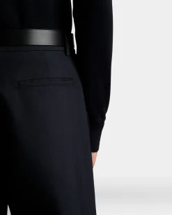 Adrien Brody Travel Collection Chino Pants In Navy Blue Wool Blend