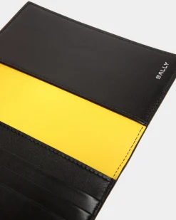 Adrien Brody Travel Collection Passport Case In Black And Yellow Leather