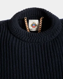 Adrien Brody Travel Collection Crewneck Sweater In Navy Blue Wool