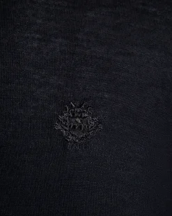 Adrien Brody Travel Collection Crewneck Sweater In Navy Blue Cashmere