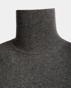 Adrien Brody Travel Collection Turtleneck In Dark Grey Cashmere