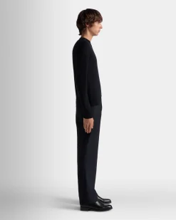 Adrien Brody Travel Collection Crewneck Sweater In Navy Blue Cashmere