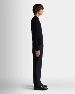 Adrien Brody Travel Collection Chino Pants In Navy Blue Wool Blend