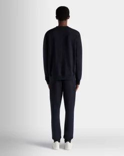 Adrien Brody Travel Collection Crewneck Sweatshirt In Navy Blue Cashmere Blend