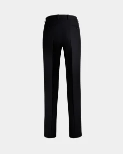 Adrien Brody Travel Collection Pleated Pants In Navy Blue Wool