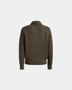 Adrien Brody Travel Collection Cardigan In Military Green Wool