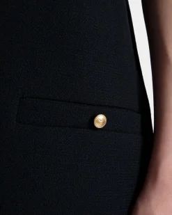 A-Line Mini Dress In Navy Blue Wool