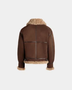 Aviator Jacket In Brown And Beige Shearling