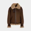 Aviator Jacket In Brown Shearling