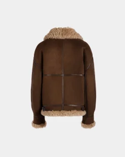 Aviator Jacket In Brown Shearling