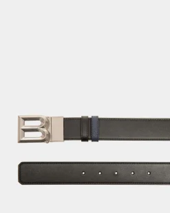 B Bold 35Mm Reversible And Adjustable Belt In Black And Marine Leather