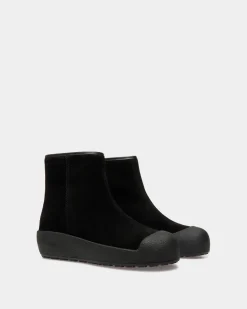 Bally Curling Bootie in Black Suede