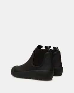 Bally Curling Bootie in Black Rubberized Leather