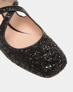 Ballyrina Flat In Black Glitter