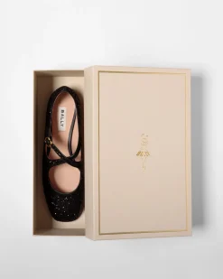 Ballyrina Flat In Black Glitter