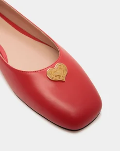 Ballyrina Flat In Red Leather