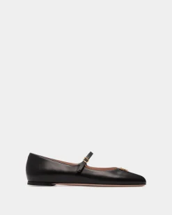Ballyrina Mary-Jane Flat In Black Leather