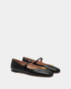 Ballyrina Mary-Jane Flat In Black Leather