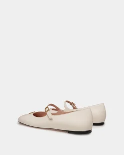 Ballyrina Mary-Jane Flat In White Leather