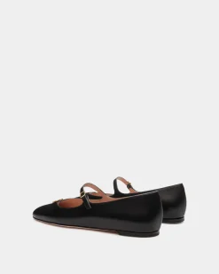 Ballyrina Mary-Jane Flat In Black Leather