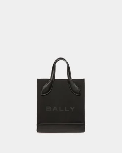 Bar Mini Tote Bag In Black Nylon And Leather