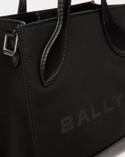 Bar Mini Tote Bag In Black Nylon And Leather