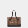 Bar Mini Tote Bag in Multibrown Check Wool And Leather