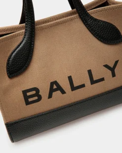 Bar Minibag In Sand And Black Fabric