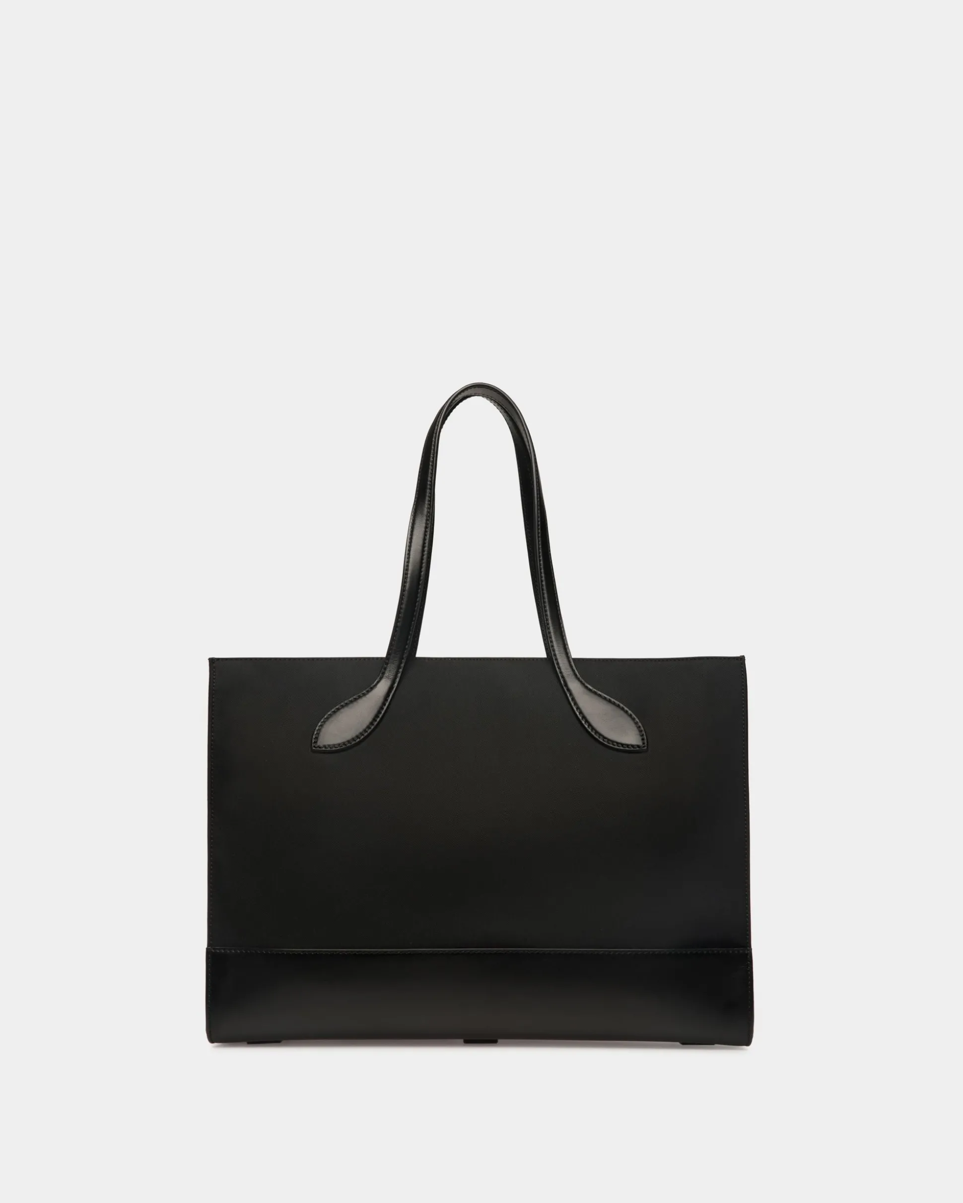 Bar Tote Bag In Black Nylon And Leather