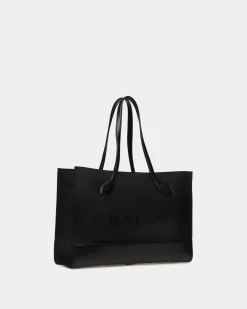 Bar Tote Bag In Black Nylon And Leather