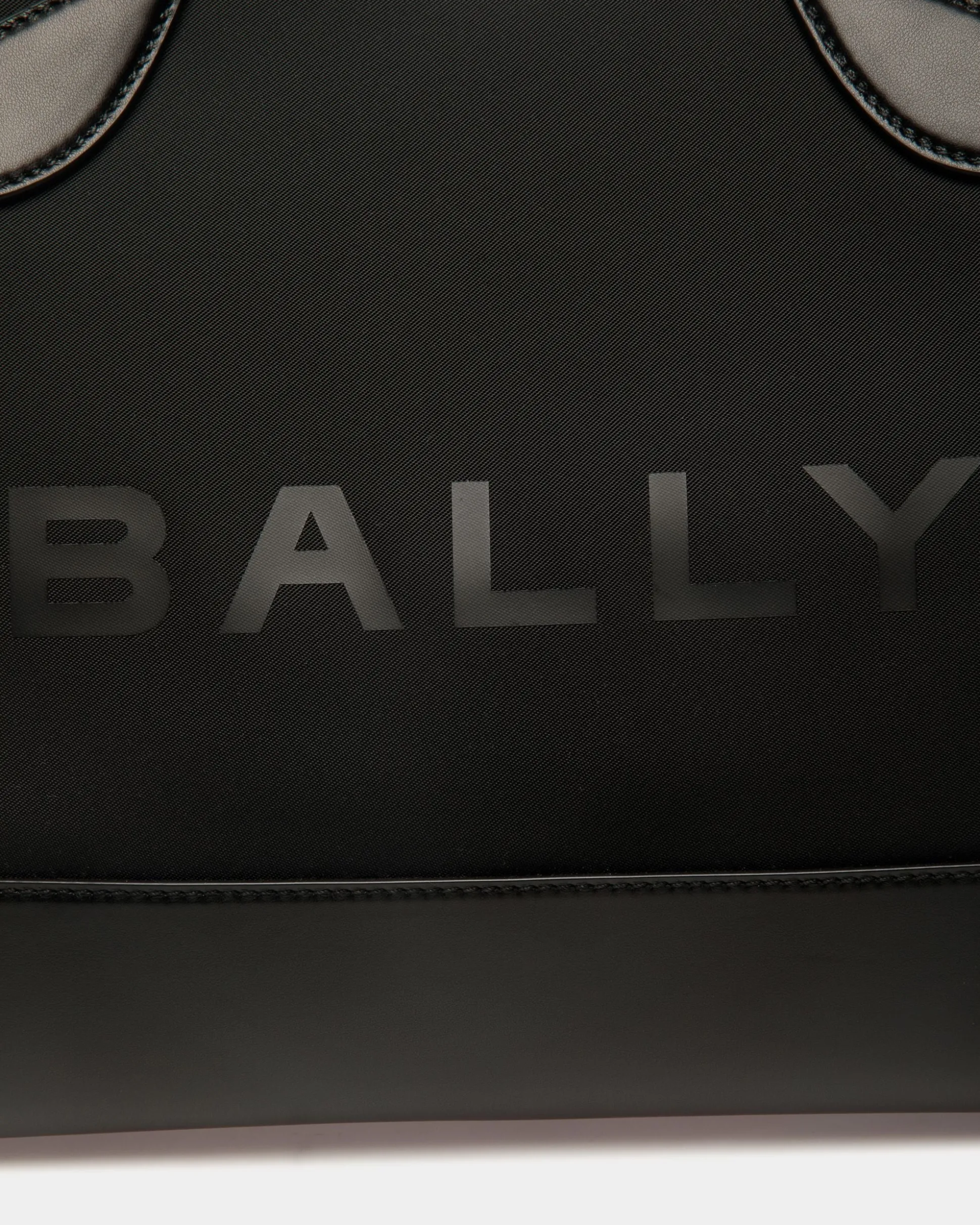 Bar Tote Bag In Black Nylon And Leather