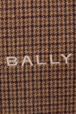 Bar Tote Bag in Multibrown Check Wool And Leather