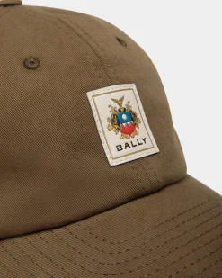 Baseball Hat With Bally Crest Label In Brown Cotton