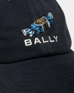 Baseball Hat With Choco-Candy Detail In Navy Blue Cotton