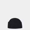 Beanie In Navy Blue Cashmere