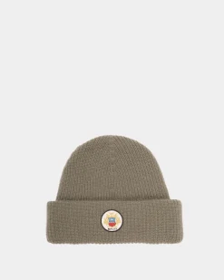 Beanie With Bally Crest Logo In Military Green Cashmere