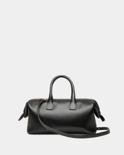 Belle Small Top Handle Bag In Black Leather