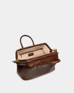 Belle Small Top Handle Bag In Marron Glacé Leather