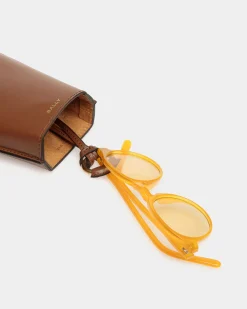 Belle Sunglasses Holder in Brown Leather