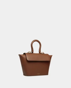 Belle Top Handle Bag in Brown Leather