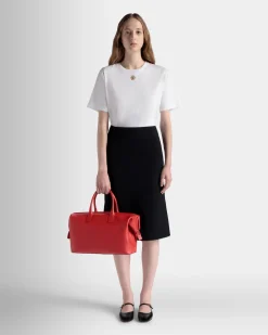 Belle Top Handle Bag In Candy Red Leather