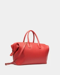 Belle Top Handle Bag In Candy Red Leather