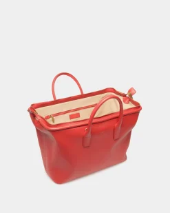 Belle Top Handle Bag In Candy Red Leather