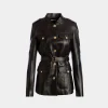 Belted Jacket In Black Leather